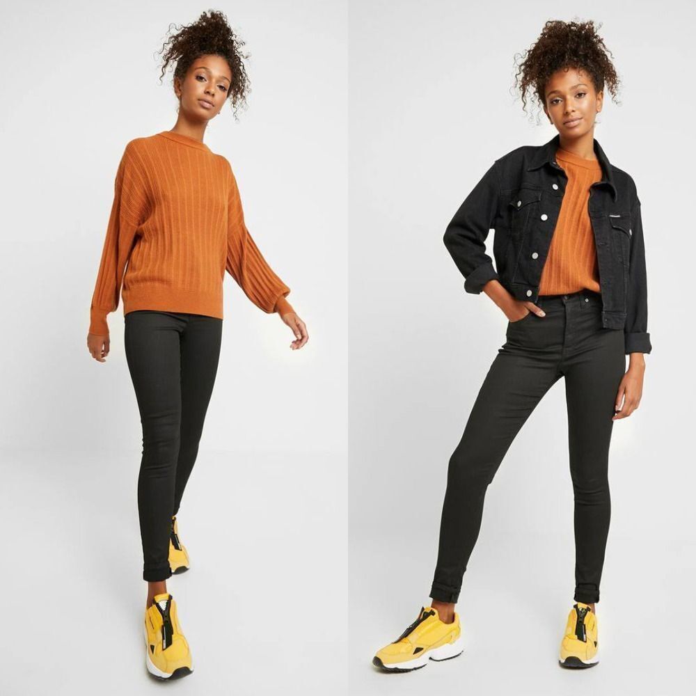 Topshop Drop Armhole Knit Crew Neck Ribbed Long Sleeve Sweater Size 8/10 Medium